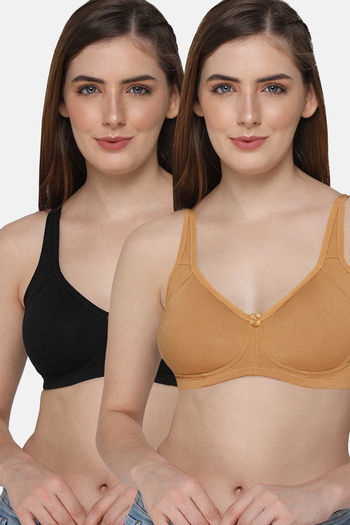 Buy Intimacy Double Layered Non Wired High / 3/4Th +Coverage T-Shirt Bra (Pack of 2) - Multicolor